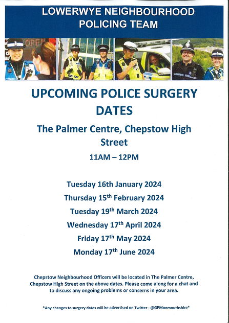 Police Surgeries Palmer Centre poster